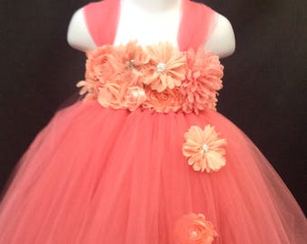 coral reef flower girl dresses