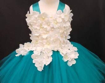 dark teal flower girl dresses