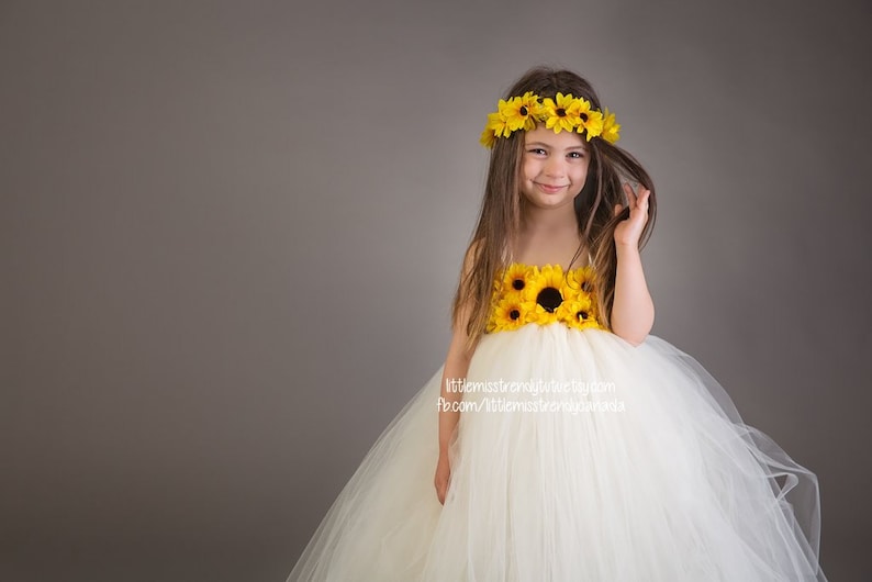 Ivory Sunflower Tutu Dress Sunflower Tutu Dress Tutu Dress image 1