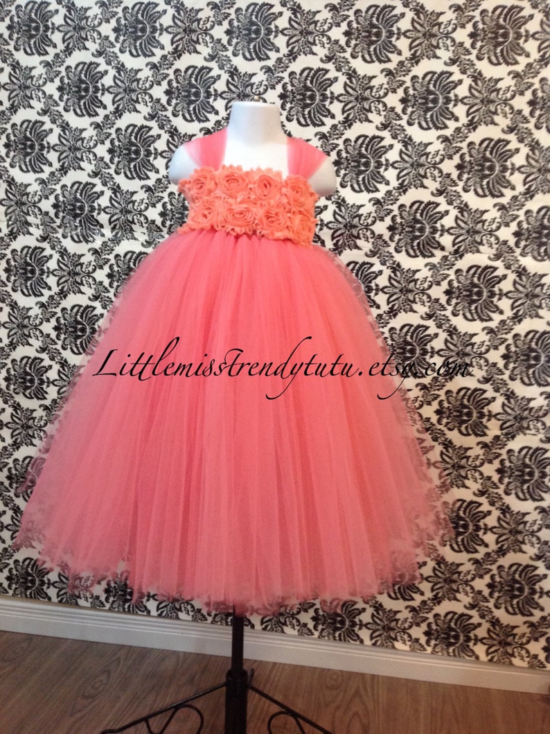 Coral Tutu Dress Coral Peach Flower Girl Tutu Dress Coral and Peach Tutu Dress Coral Flower Girl Tutu Dress Flower Girl Tutu Dress