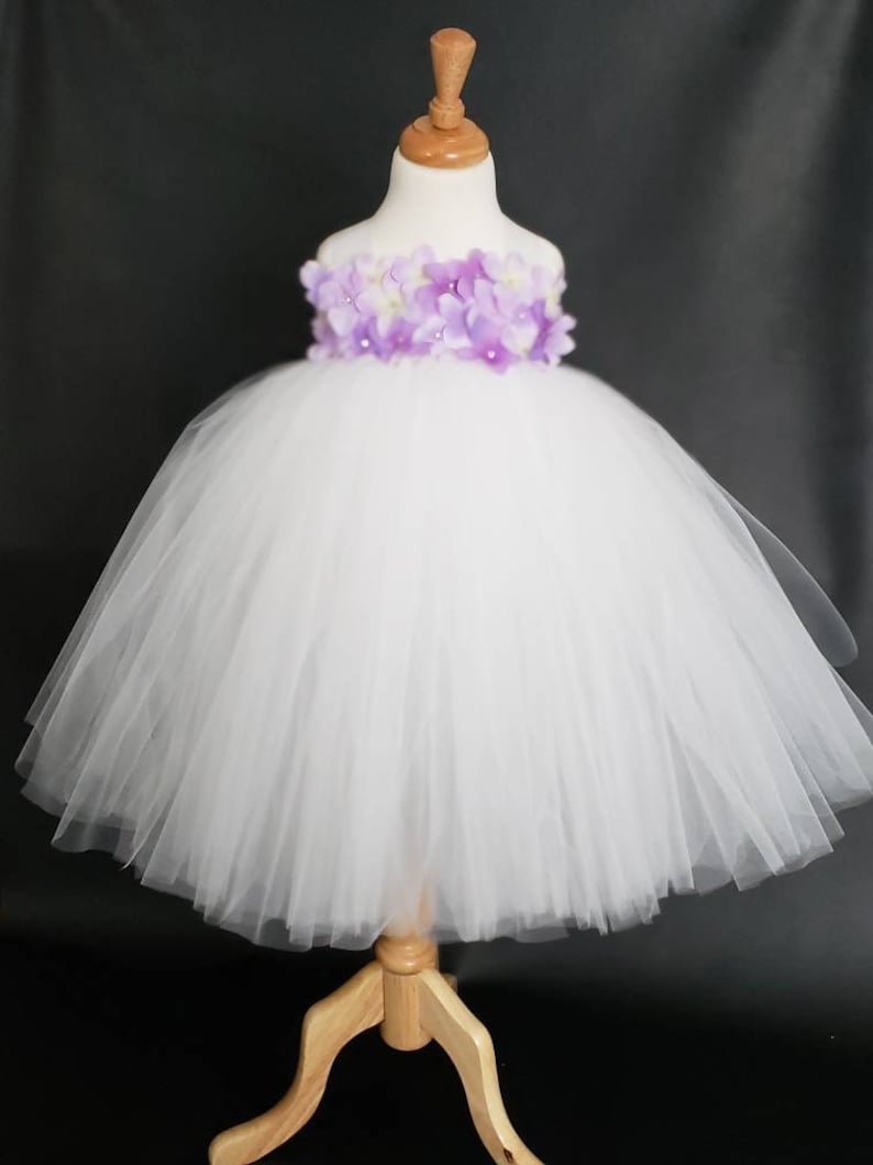 Flower Girl Tutu Dress Tutu Dress Flower Girl White Ball Gown White Tutu Dress Pageant Tutu Dress White Flower Girl Tutu Dress