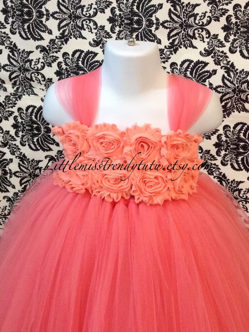 Coral Tutu Dress Coral Peach Flower Girl Tutu Dress Coral and Peach Tutu Dress Coral Flower Girl Tutu Dress Flower Girl Tutu Dress