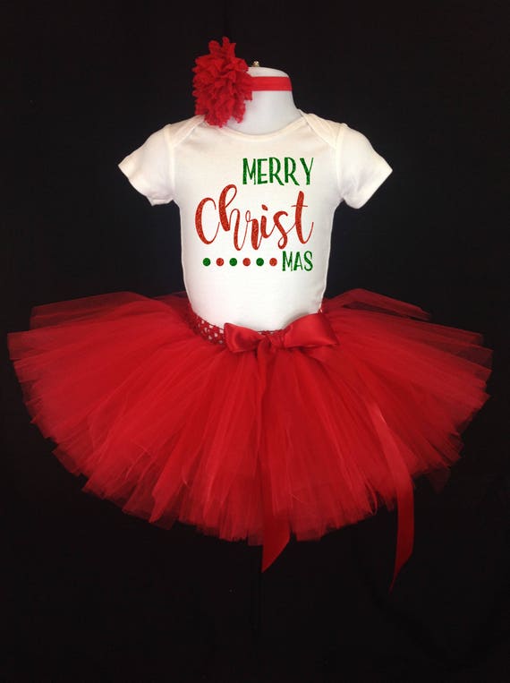 baby's first christmas tutu outfit