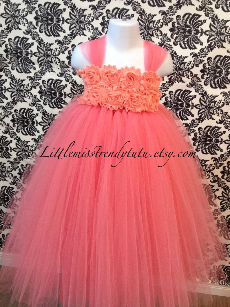 Coral Tutu Dress Coral Peach Flower Girl Tutu Dress Coral and Peach Tutu Dress Coral Flower Girl Tutu Dress Flower Girl Tutu Dress