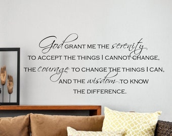 SERENITY PRAYER Home Bedroom Vinyl Wall Decal Lettering Saying Words 16/" x 8/"