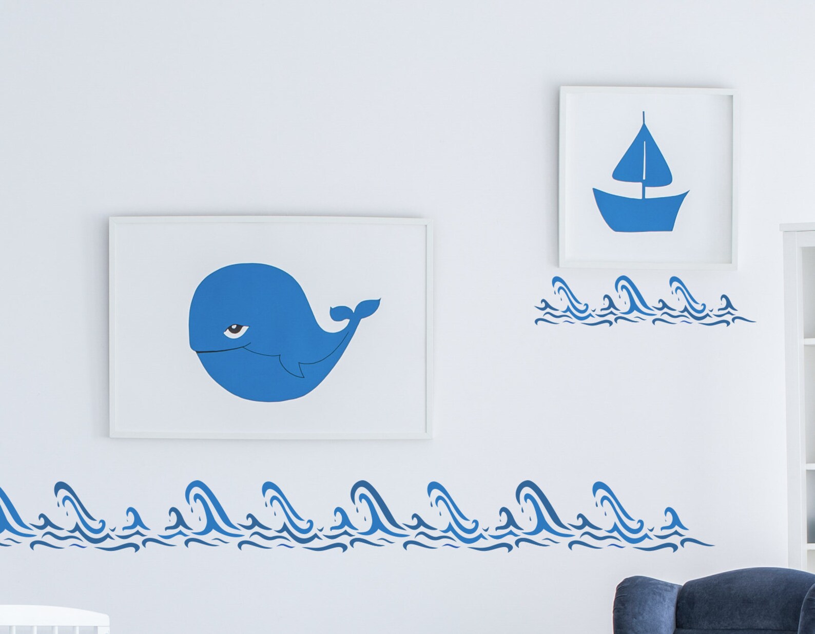 Waves Wall Stencil Nautical Ocean Stencil for Walls Fabric Etsy