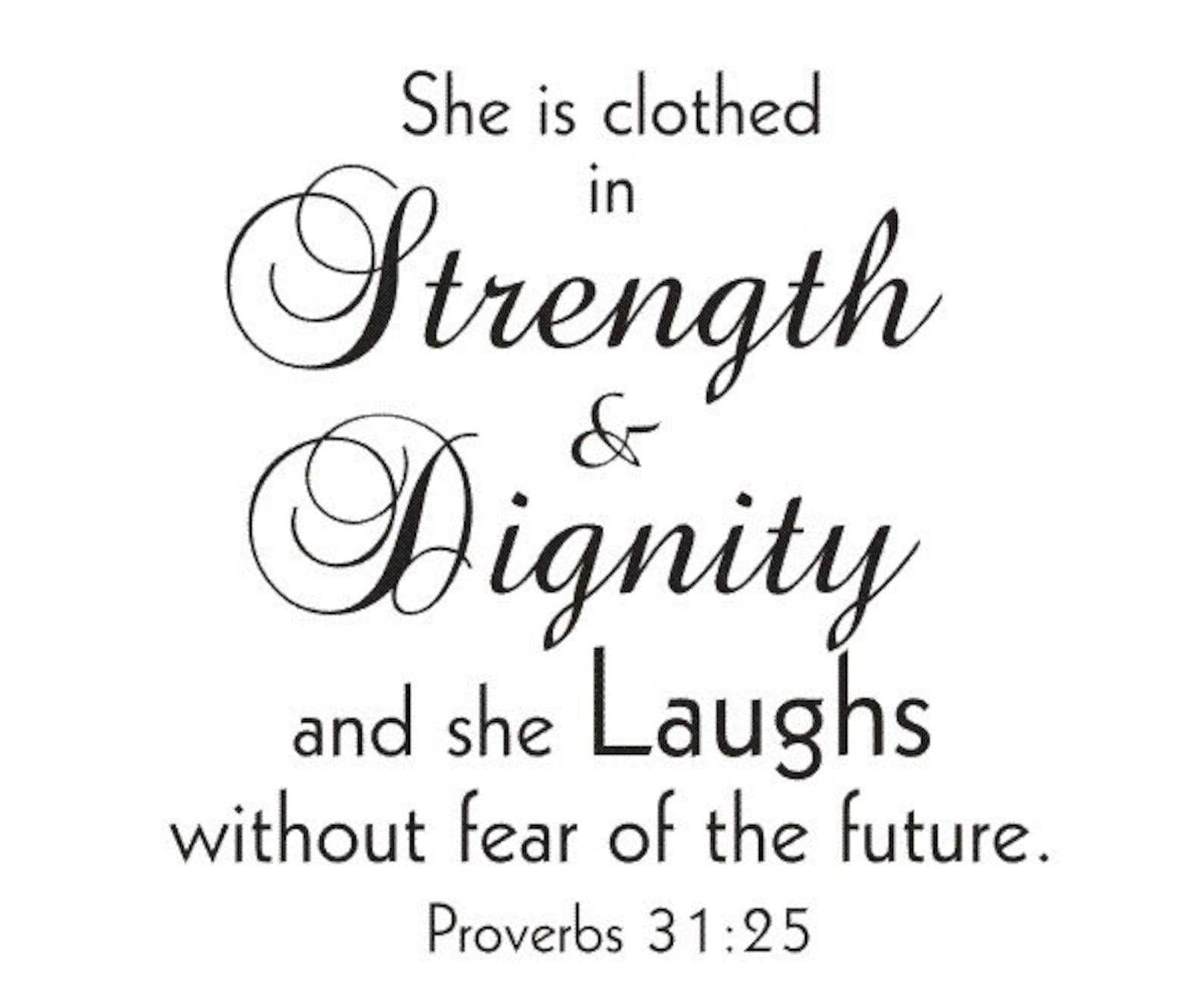 She is Clothed in Strength and Dignity Bible Verse DECAL for - Etsy