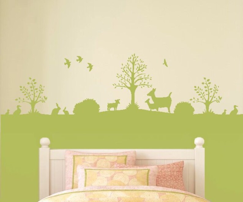 Meadow Silhouette Nursery Wall Stencil for Walls Fabric Glass - Etsy