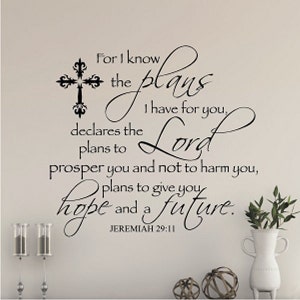 For I Know Cross Vinyl Wall Decal for Walls, Wood, Glass, Slate, Metal Surfaces Multiple Sizes Vinyl Decal WW309