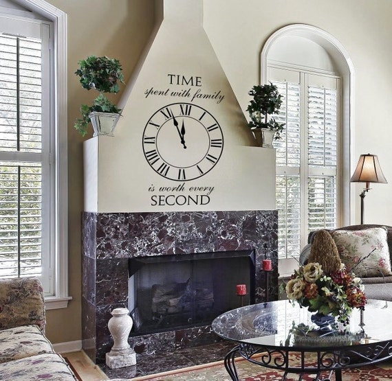 Time Spent With Family WW268 Roman Clock Wall Lettering Stencil