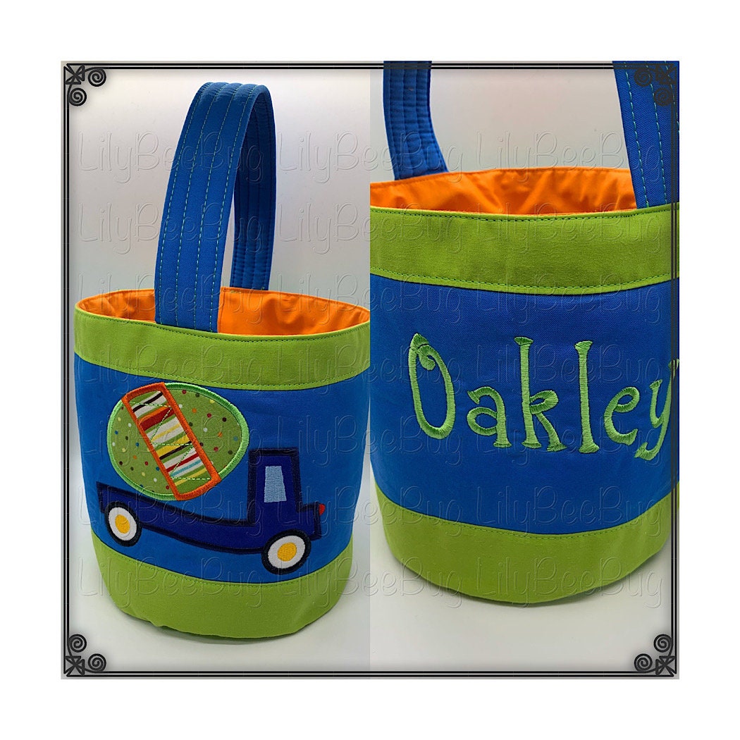 Easter Basket with flatbread truck and large egg, Personalized Easter…