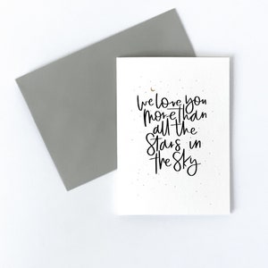 Tarjeta Te amo más que a todas las estrellas del cielo, se puede personalizar, tarjeta del Día del Padre, tarjeta de aniversario, tarjeta Te amo,