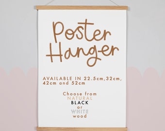 Magnetic poster hanger - 22.5cm, 32cm, 42cm, 52cm and 62cm - in natural wood, white or black