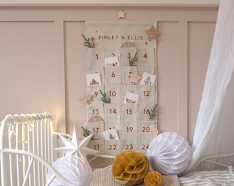 Fabric Reusable Advent Calendar Bold Version - Can be personalised