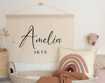 Personalised Wall Hanging Classic Script Font - Custom Name Banner 70x50cm - more hanging options available