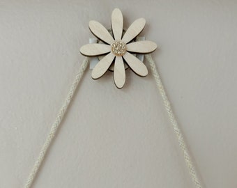 Small petal flower self adhesive wall hook with gold glitter centre