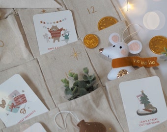 Advent Christmas Activity Cards With Personalised Storage Bag