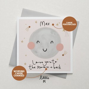 Tarjeta Te amo hasta la luna: se puede personalizar