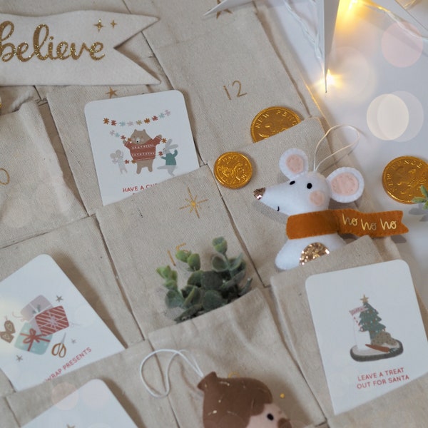 Advent Christmas Activity Cards With Personalised Storage Bag