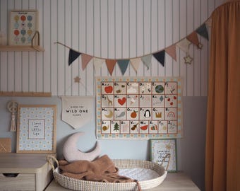 Landscape Alphabet wall banner with blue border 50x70cm