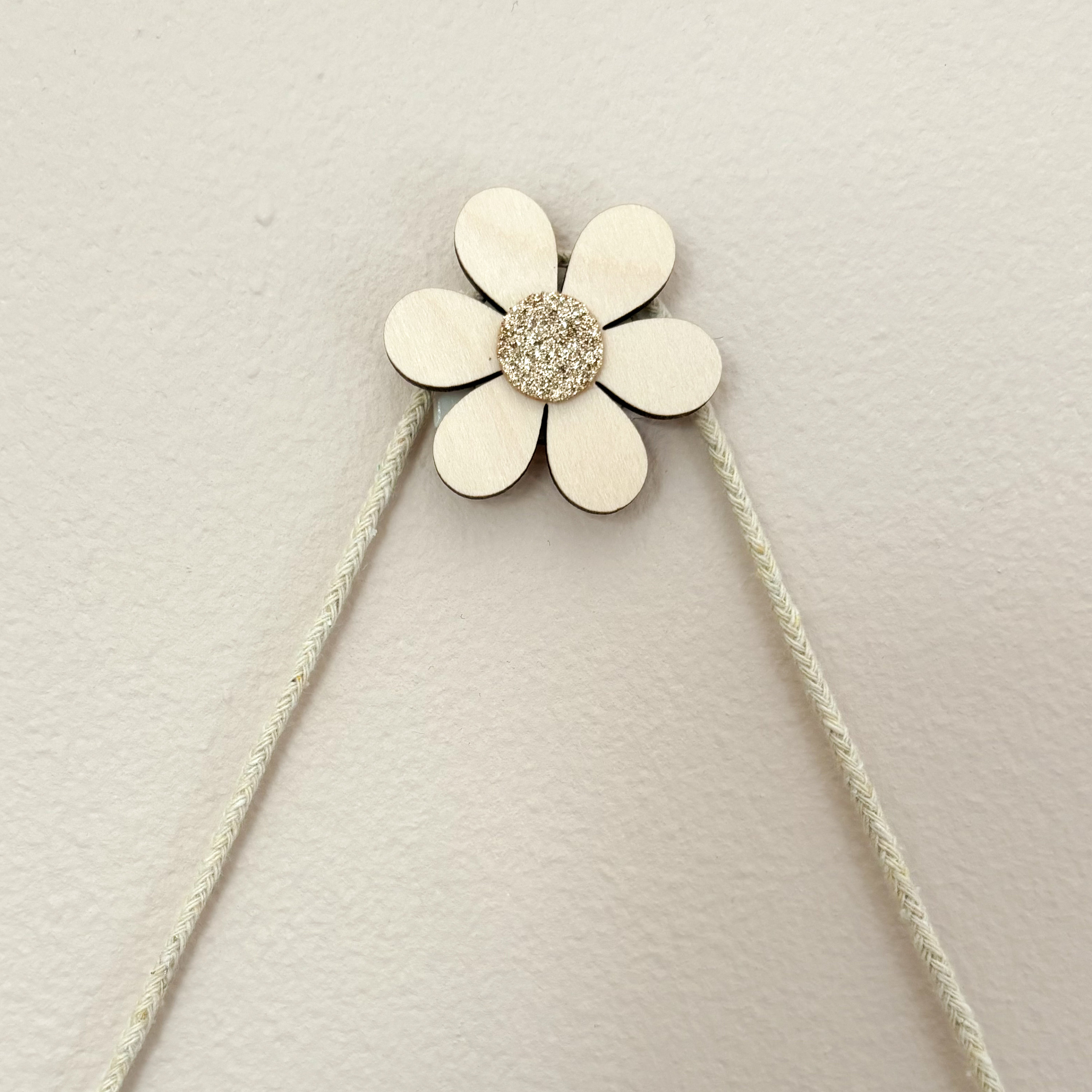 Daisy self adhesive wall hook with gold glitter centre