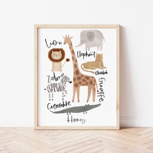 Safari Animals Print Can be personalised image 2