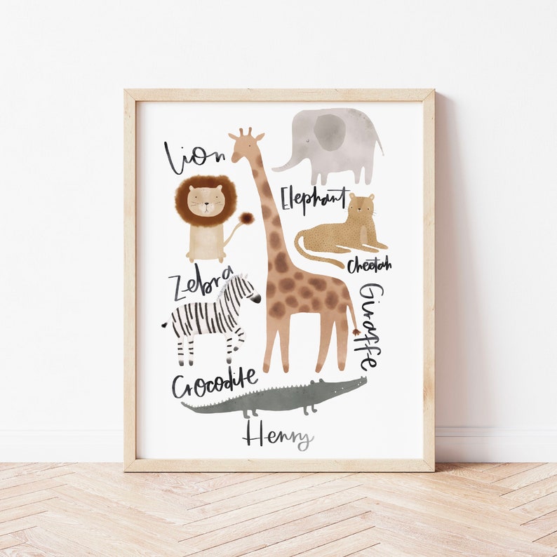 Safari Animals Print Can be personalised image 2