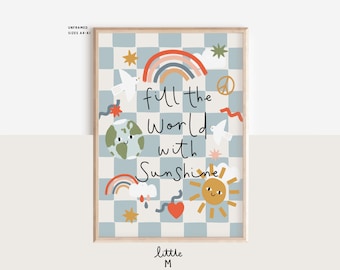 Fill The World With Sunshine Quote Checkerboard Print