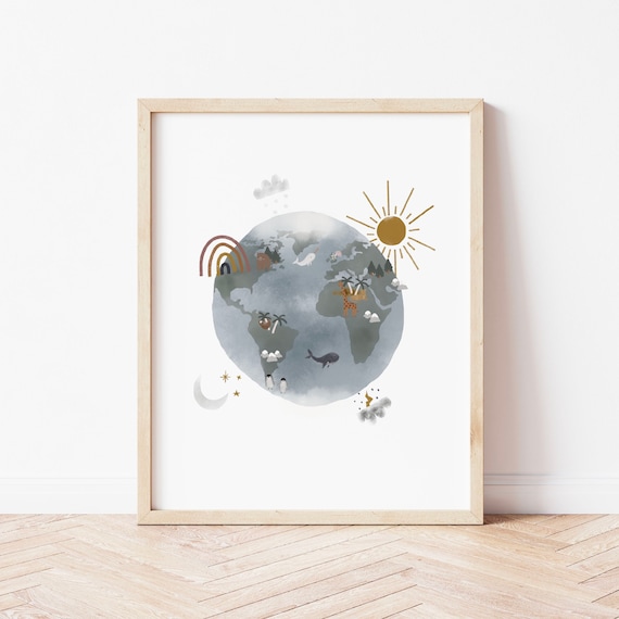 Wall Hangings Nursery Wall Art Earth Print Prints Home & Living