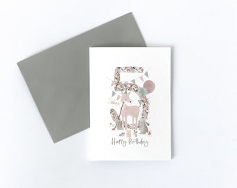 5th Birthday Card, Can be personalised, Woodland Party Animals, Forest Birthday Card, Animal Birthday Card, Personalised