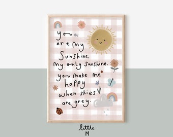 You Are My Sunshine Gingham Quote Print