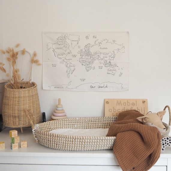 Buy Small World Map Fabric Wall Hanging Made in the UK Limited Edition White Version SALE 48x68cm Online in India Etsy