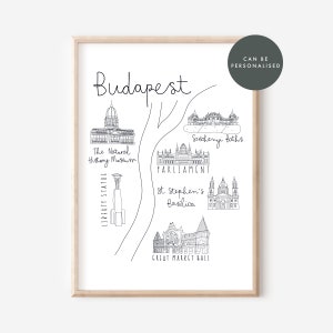 Budapest Map Print | Can Be Personalised, City Map, Budapest Map, Map Illustration, Engagement Gift, Wedding, Scandi Wall Art, Travel Art