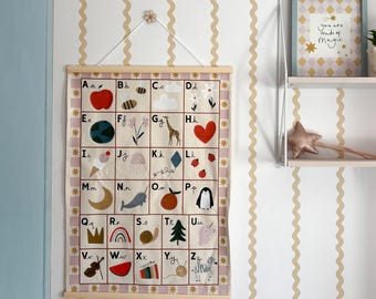 Alphabet wall banner with pink border 50x70cm