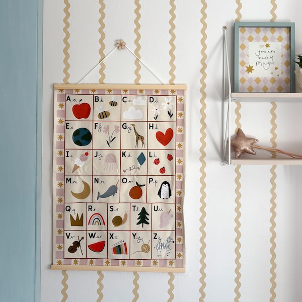 Alphabet wall banner with pink border 50x70cm