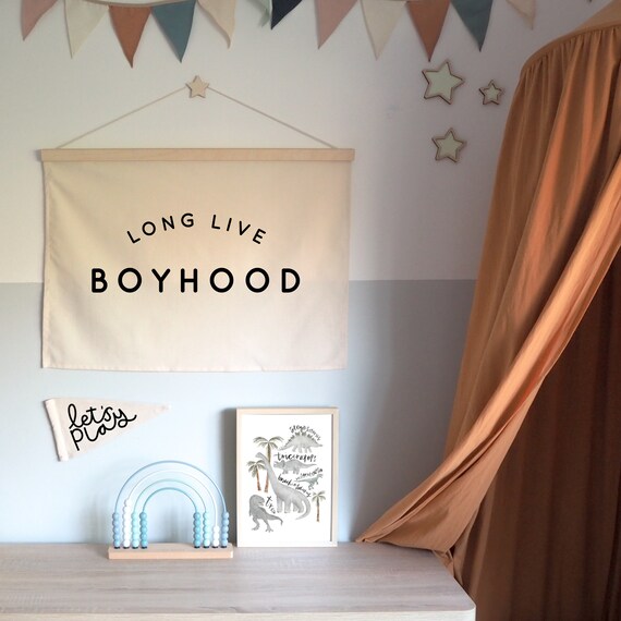 Striscione Lino 'Long Live Boyhood' - Decorazione Camera Bambini 50x76cm - Foto 7