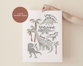 Dinosaur Poster, Nursery Dinosaur Print, Boys Nursery, Girls Nursery, Nursery Art, Kids Room Art, Personalised Print, Dinosaur Wall Art