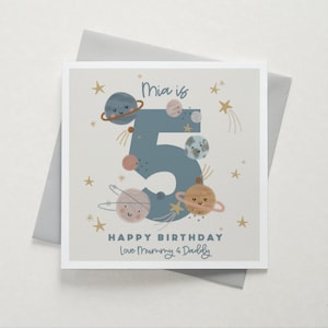 Solar System Number Birthday Card - Can be personalised