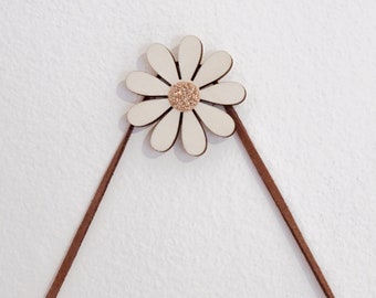 Flower self adhesive wall hook with gold glitter centre