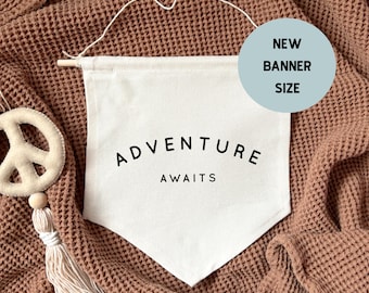 Adventure Awaits Hanging Banner 24x24cm more lettering colours available