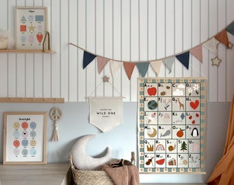 Alphabet wall banner with sage border 50x70cm