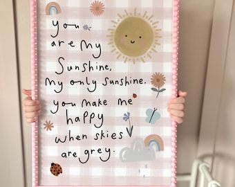 You Are My Sunshine Gingham Quote Print