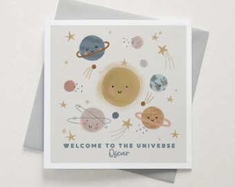 Welcome To The Universe Card - New Baby, Can be personalised