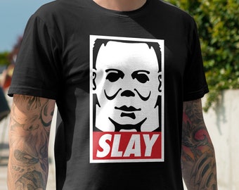 Slay/Obey Giant vs/ Michael Myers mashup (Halloween Ends) Shepard Fairey - Unisex/Mens - John Carpenter Horror 2XL 3XL 4XL new movie