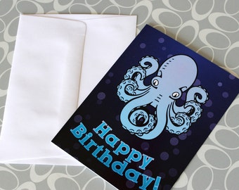 Carte de voeux joyeux anniversaire Octopus