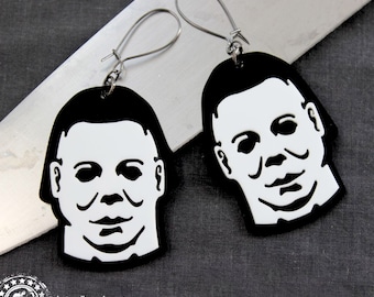 Michael Myers Mask Earrings, laser cut acrylic - CUSTOMIZE your hooks! Halloween 1978 - 2018