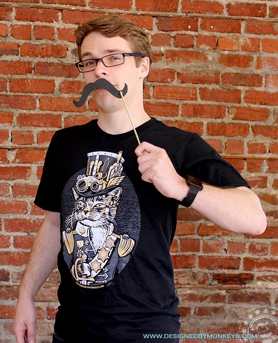 Steampunk T-Shirt Cat & Goggles Shirt Steampunk T-Shirt Cat & Goggles Shirt