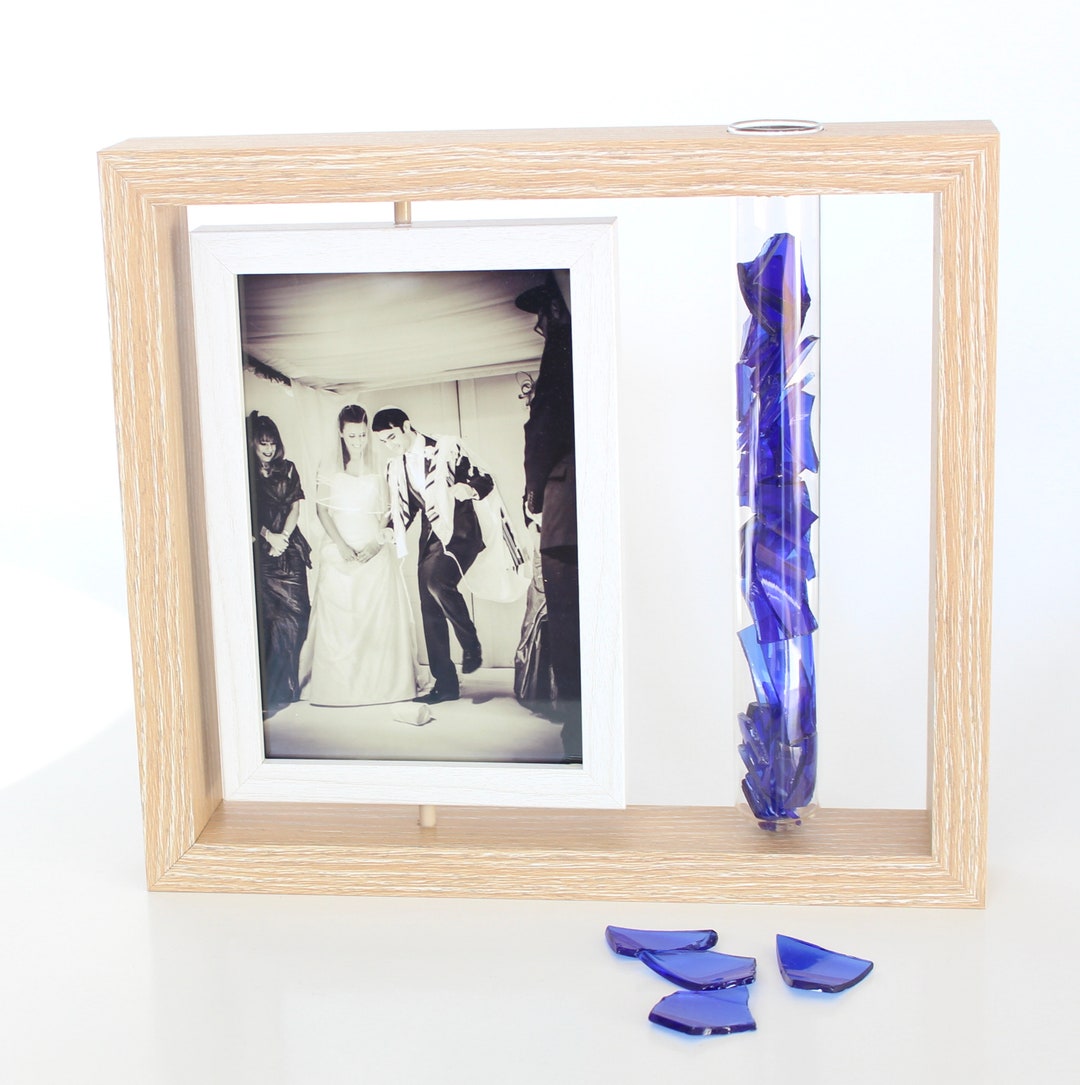 Broken Jewish Chuppah Glass Picture/photo Frame Keepsake, Simple Design