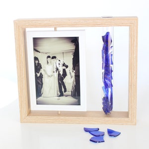 Broken Jewish Chuppah Glass Picture/Photo Frame keepsake, simple design, smashed wedding cup