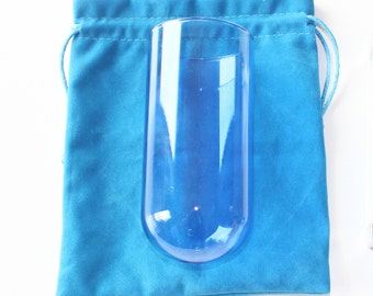 Jewish glass to break at your wedding under the Chuppah, light blue, keepsake with pouch